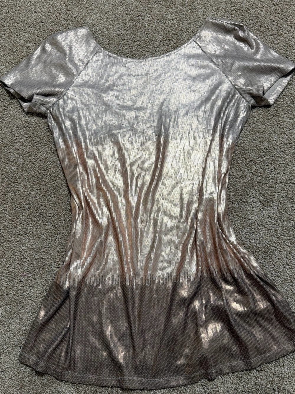 Free People Shimmery Silver Short Sleeve Tee
